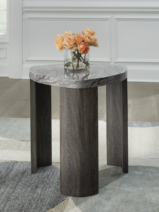 Myers Furniture Outlet - Ashley Furniture - Surmour End Table - Triangle End Table / Gray/Brown - T600-6
