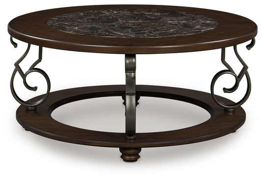 Myers Furniture Outlet - Ashley Furniture - Frallyn Coffee Table - Round Cocktail Table / Dark Brown - T623-8