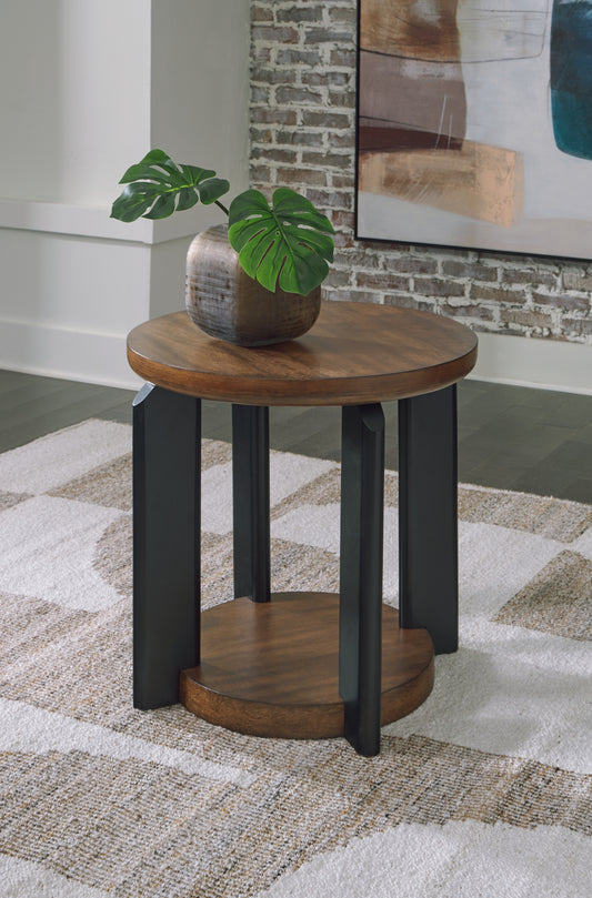 Myers Furniture Outlet - Ashley Furniture - Kraeburn End Table - Round End Table / Brown/Black - T624-6