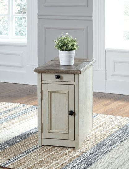 Myers Furniture Outlet - Ashley Furniture - Bolanburg Chairside End Table with USB Ports & Outlets - Chair Side End Table / Two-tone - T637-7