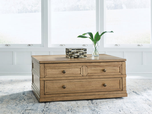 Myers Furniture Outlet - Ashley Furniture - Sharlance Lift-Top Coffee Table - Lift Top Cocktail Table / Light Brown - T655-9