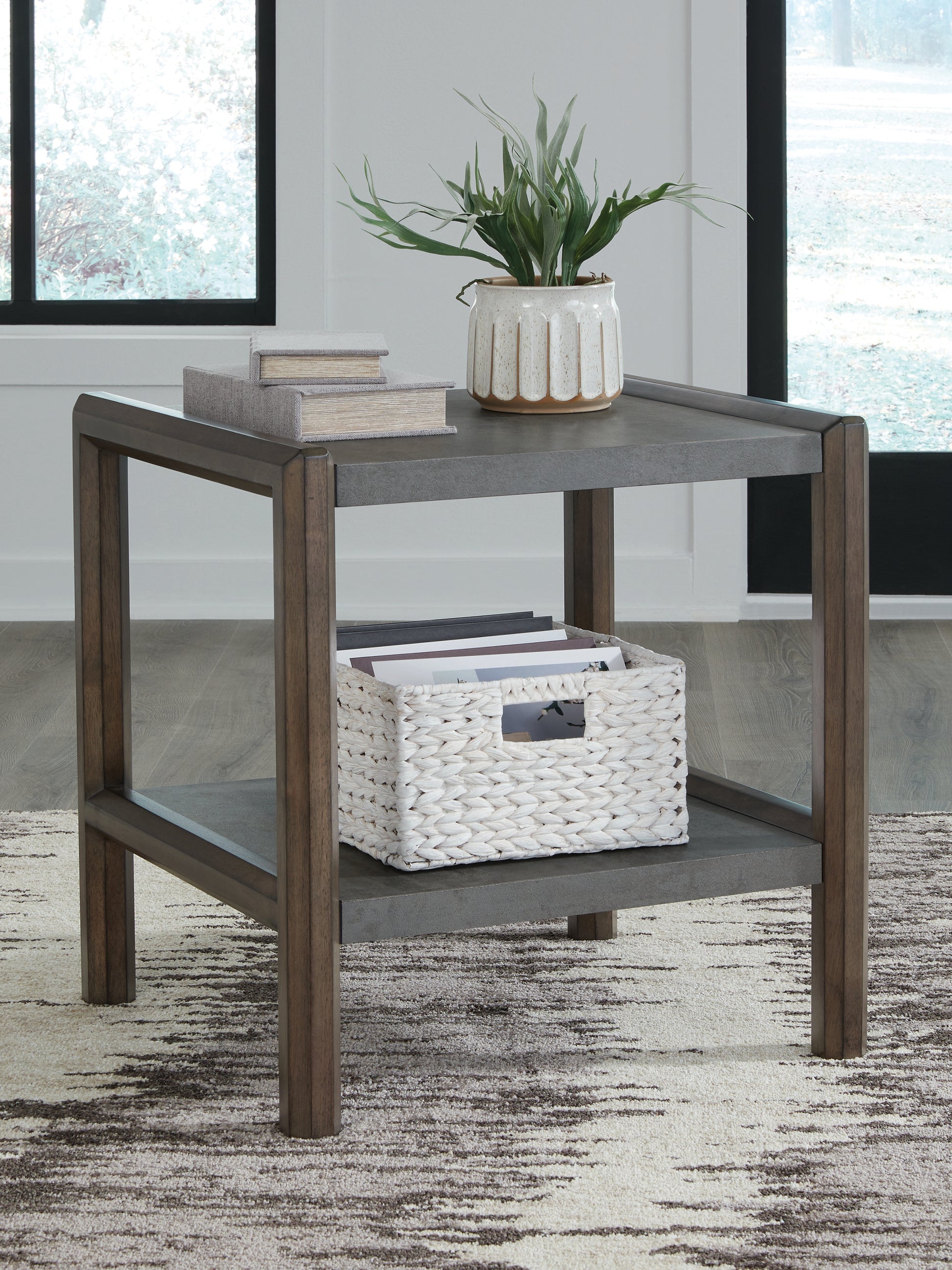 Myers Furniture Outlet - Ashley Furniture - Kallenny End Table - Rectangular End Table / Brown/Gray - T669-3