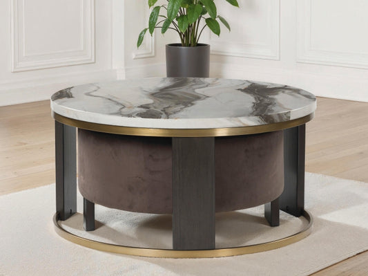 Myers Furniture Outlet - Ashley Furniture - Jazmore Nesting Coffee Table (Set of 2) - Nesting Cocktail Tables (Set of 2) / Brown/Brass Finish - T671-22