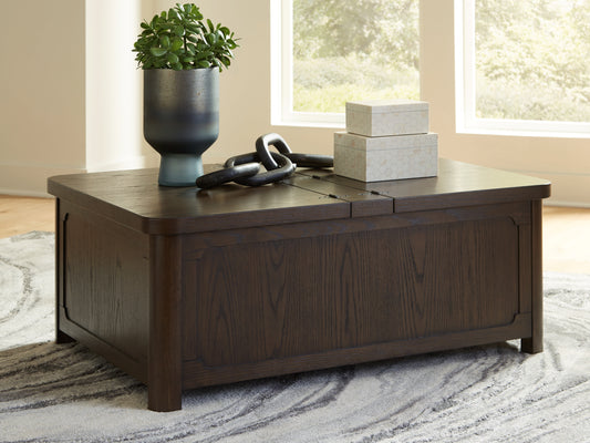 Myers Furniture Outlet - Ashley Furniture - Breckington Coffee Table With Storage - Cocktail Table with Storage / Dark Brown - T678-20