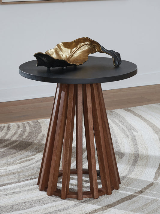 Myers Furniture Outlet - Ashley Furniture - Kallari End Table - Round End Table / Warm Brown/Black - T737-6
