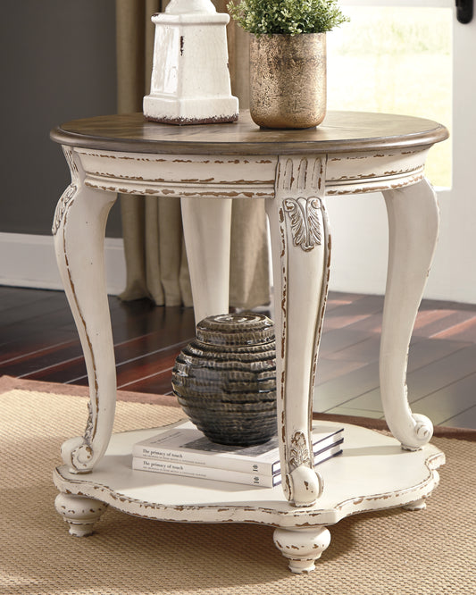 Myers Furniture Outlet - Ashley Furniture - Realyn End Table - Round End Table / White/Brown - T743-6
