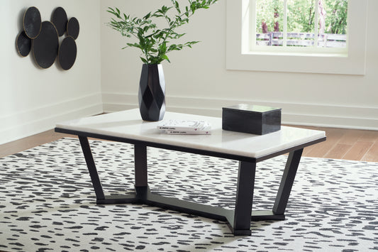 Myers Furniture Outlet - Ashley Furniture - Fostead Coffee Table - Rectangular Cocktail Table / White/Espresso - T770-1