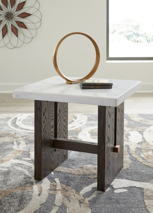 Myers Furniture Outlet - Ashley Furniture - Burkhaus End Table - Rectangular End Table / White/Dark Brown - T779-3