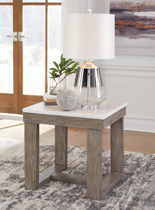 Myers Furniture Outlet - Ashley Furniture - Loyaska End Table - Rectangular End Table / Grayish Brown/White - T854-3