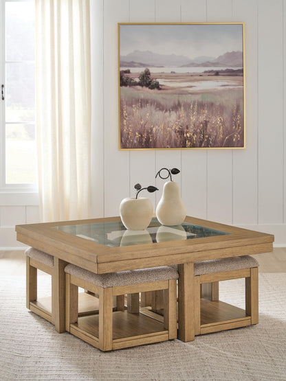 Myers Furniture Outlet - Ashley Furniture - Wittenmyer Coffee Table with 4 Stools (Set of 5) - Cocktail TBL w/4 Stools (5/CN) - T794-20