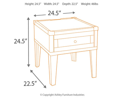 Todoe End Table with USB Ports & Outlets