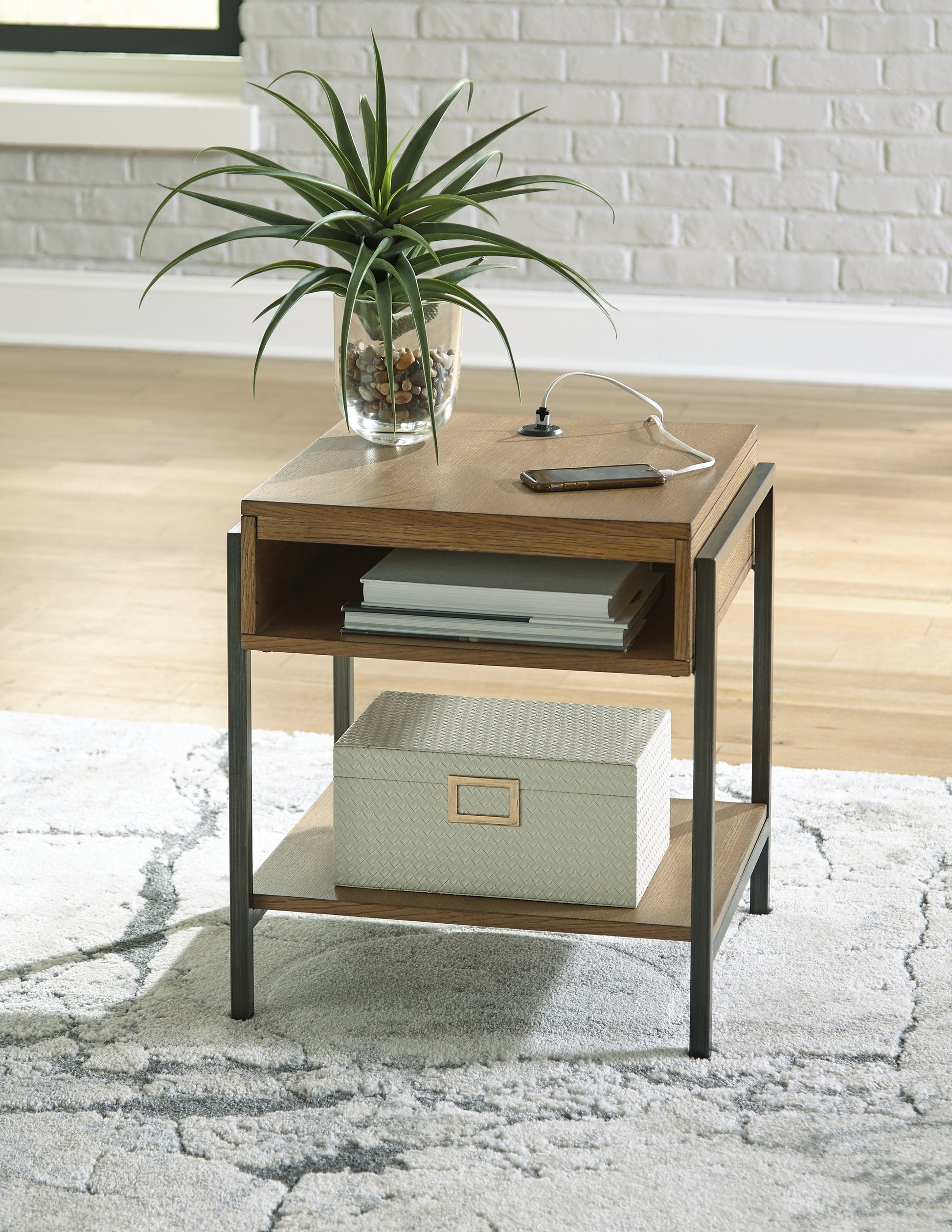 Myers Furniture Outlet - Ashley Furniture - Fridley End Table - Rectangular End Table / Brown/Black - T964-3