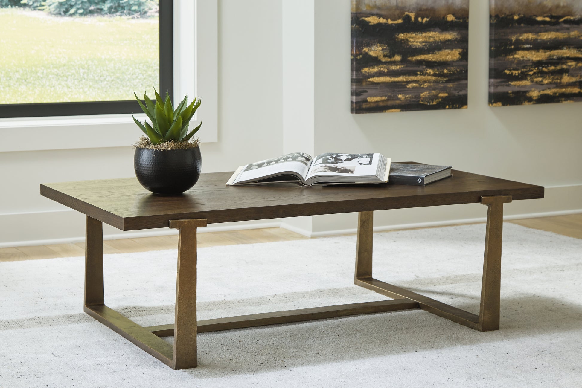 Myers Furniture Outlet - Ashley Furniture - Balintmore Coffee Table - Rectangular Cocktail Table / Brown/Gold Finish - T967-1