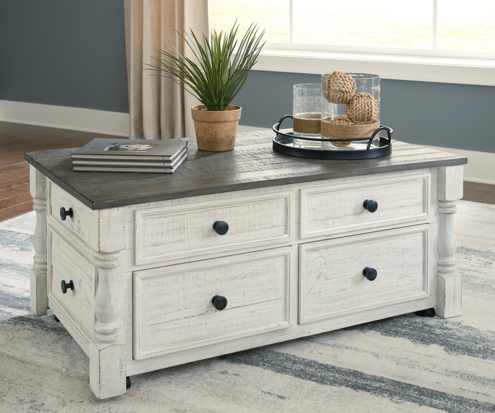 Myers Furniture Outlet - Ashley Furniture - Havalance Lift-Top Coffee Table - Lift Top Cocktail Table / White/Gray - T994-20