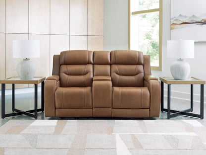 Myers Furniture Outlet - Ashley Furniture - Knightington Living Room - PWR REC Love w/Audio Seating / Caramel - PCU1160018A