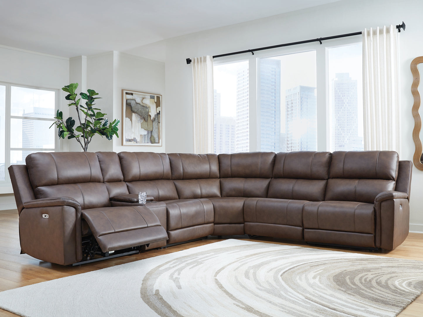 Myers Furniture Outlet - Ashley Furniture - Bleckley Sectional - 5-Piece Power Reclining Sectional / Espresso - PCU12001S4