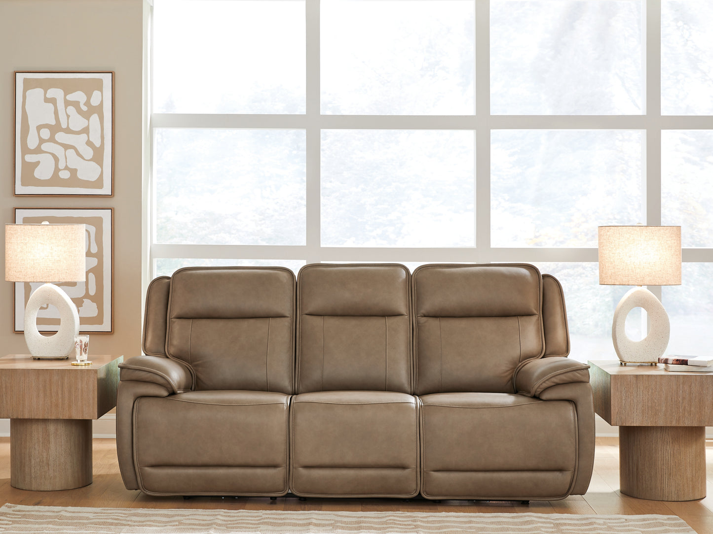 Myers Furniture Outlet - Ashley Furniture - Glencroft Living Room - PWR REC Sofa with ADJ Headrest / Sahara - PCU1240015