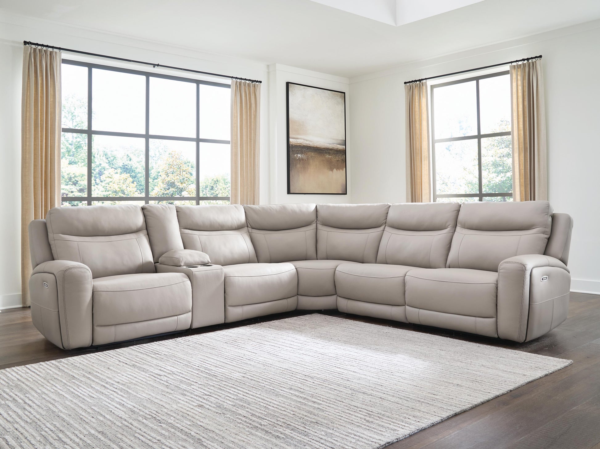 Myers Furniture Outlet - Ashley Furniture - Gravier Sectional - 6-Piece Power Reclining Sectional with Storage Console - U13300S5