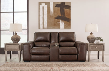 Myers Furniture Outlet - Ashley Furniture - Alessandro Living Room - PWR REC Loveseat/CON/ADJ HDRST / Walnut - U2550218
