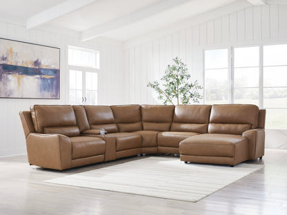 Myers Furniture Outlet - Ashley Furniture - DeepWakes Sectional - 6-Piece Power Reclining Sectional with Chaise / Caramel - PCU62606S6