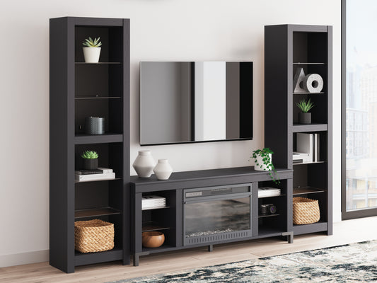 Myers Furniture Outlet - Ashley Furniture - Cayberry 3-Piece Entertainment Center with Electric Fireplace - 3-Piece Entertainment Center with Electric Fireplace / Black - W2721W2