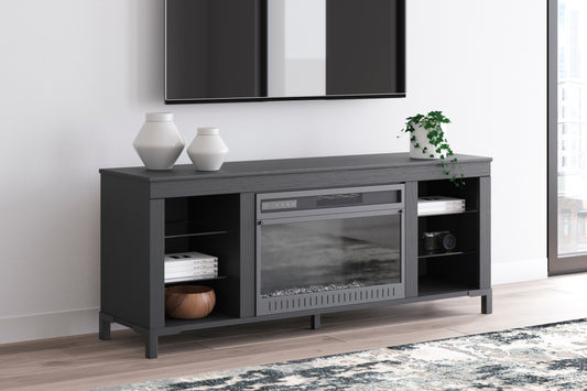Myers Furniture Outlet - Ashley Furniture - Cayberry TV Stand - 60" with Electric Fireplace / Black - W2721-168