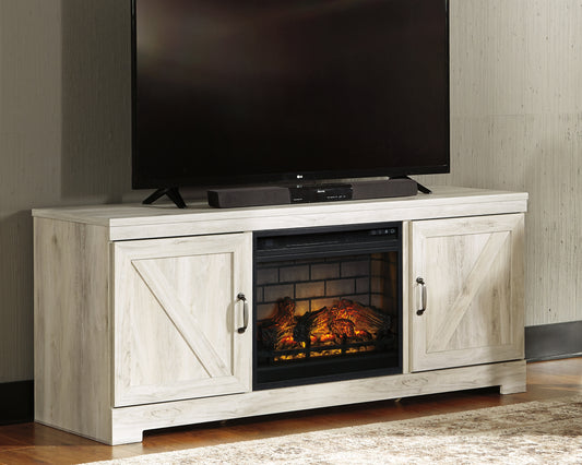 Myers Furniture Outlet - Ashley Furniture - Bellaby 63" TV Stand with Electric Fireplace - 63" TV Stand with Electric Fireplace / Whitewash - W331W9