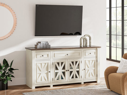 Myers Furniture Outlet - Ashley Furniture - Bolanburg 73" TV Stand - 73" / White/Weathered Gray - W647-68
