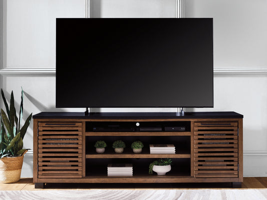 Myers Furniture Outlet - Ashley Furniture - Kallari 84" TV Stand - 84" / Warm Brown/Black - W737-78