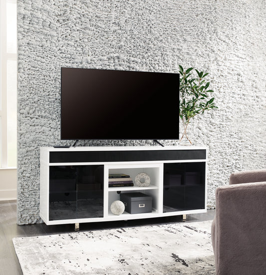 Myers Furniture Outlet - Ashley Furniture - Gardoni 72" TV Stand - 72" / White/Black - W756-68