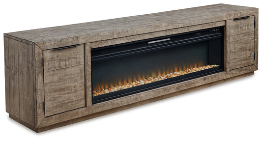 Myers Furniture Outlet - Ashley Furniture - Krystanza TV Stand with Electric Fireplace - TV Stand with Electric Fireplace / Weathered Gray - W760W1