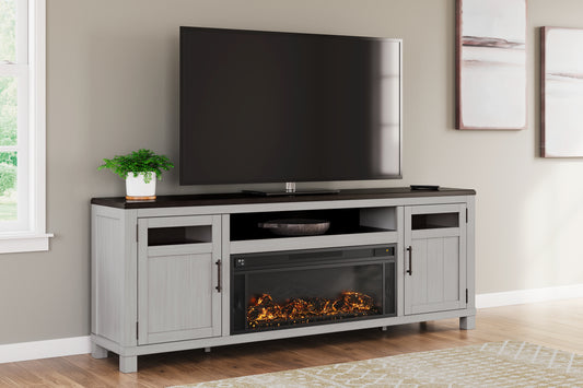 Myers Furniture Outlet - Ashley Furniture - Darborn 88" TV Stand with Electric Fireplace - 88" TV Stand with Electric Fireplace / Gray/Brown - W796W1