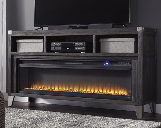 Myers Furniture Outlet - Ashley Furniture - Todoe 65" TV Stand with Electric Fireplace - 65" TV Stand with Electric Fireplace / Gray - W901W1