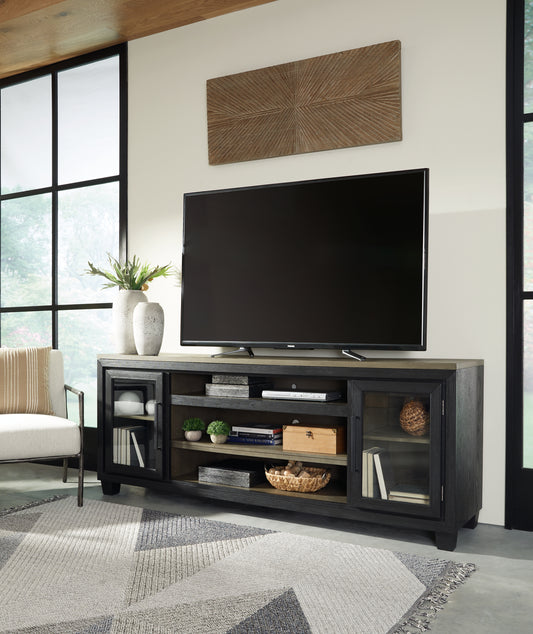 Myers Furniture Outlet - Ashley Furniture - Foyland 83" TV Stand - 83" / Black/Brown - W989-68